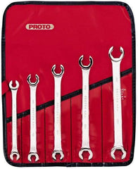 Proto - 5 Piece, 7mm x 8mm to 15mm x 17mm, 12 Point Flare Nut Wrench Set - Metric Measurement Standard, Satin Finish, Comes in Pouch - Best Tool & Supply