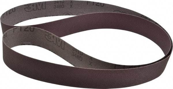 3M - 1-1/2" Wide x 60" OAL, 120 Grit, Aluminum Oxide Abrasive Belt - Aluminum Oxide, Fine, Coated, X Weighted Cloth Backing, Series 341D - Best Tool & Supply