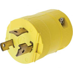 Locking Inlet: Plug, Industrial, L6-30P, 250V, Yellow Grounding, 30A, Nylon, 2 Poles, 3 Wire