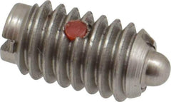 Gibraltar - 5/16-18, 9/16" Thread Length, 1/12" Plunger Projection, Stainless Steel Threaded Spring Plunger - 0.135" Max Plunger Diam, 0.562" Plunger Length, 3.75 Lb Init End Force, 15.5 Lb Final End Force - Best Tool & Supply