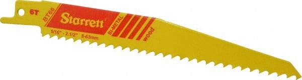 Starrett - 6" Long x 3/4" Thick, Bi-Metal Reciprocating Saw Blade - Tapered Profile, 6 TPI, Toothed Edge, Universal Shank - Best Tool & Supply