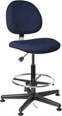 Bevco - ESD Swivel Stool - 18" Wide x 18" Deep, Conductive Cloth Seat, Navy Blue - Best Tool & Supply