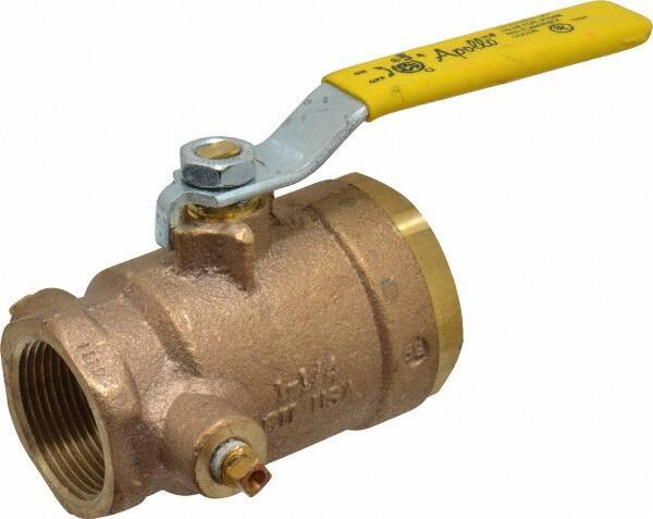 Conbraco - 1-1/4" Pipe, Bronze, Straight with Side Tap, Gas Ball Valve - 250 psi WOG Rating, Lever Handle, FNPT x FNPT End Connections, 2 Piece - Best Tool & Supply