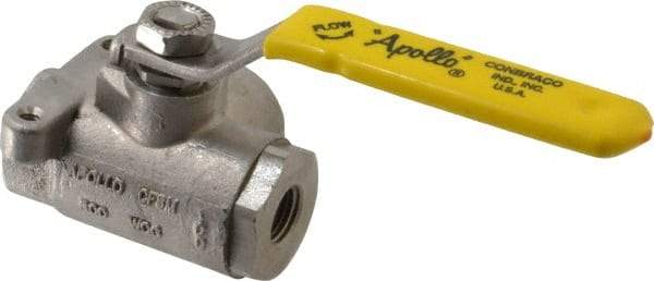 Apollo - 1/4" Pipe, Standard Port, Stainless Steel Standard Ball Valve - 2 Piece, Three Way, FNPT x FNPT Ends, Lever Handle, 800 WOG - Best Tool & Supply