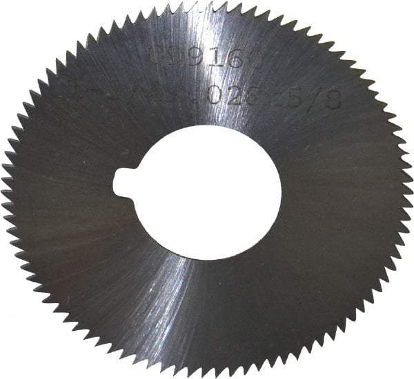 Made in USA - 1-3/4" Diam x 0.028" Blade Thickness x 5/8" Arbor Hole Diam, 90 Tooth Slitting and Slotting Saw - Arbor Connection, Right Hand, Uncoated, High Speed Steel, Concave Ground, Contains Keyway - Best Tool & Supply