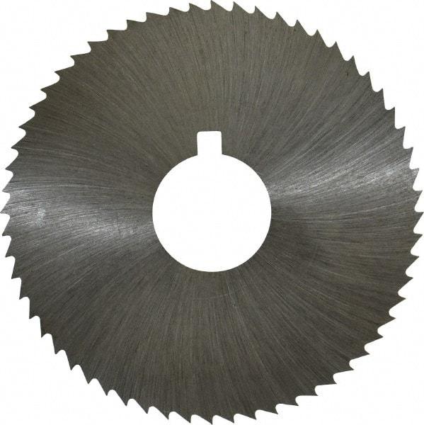 Made in USA - 2-1/4" Diam x 0.008" Blade Thickness x 5/8" Arbor Hole Diam, 60 Tooth Slitting and Slotting Saw - Arbor Connection, Right Hand, Uncoated, High Speed Steel, Concave Ground, Contains Keyway - Best Tool & Supply