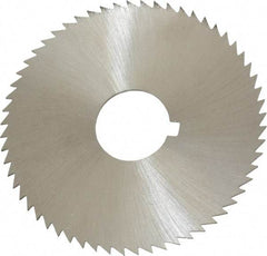 Made in USA - 2-1/4" Diam x 0.032" Blade Thickness x 5/8" Arbor Hole Diam, 60 Tooth Slitting and Slotting Saw - Arbor Connection, Right Hand, Uncoated, High Speed Steel, Concave Ground, Contains Keyway - Best Tool & Supply