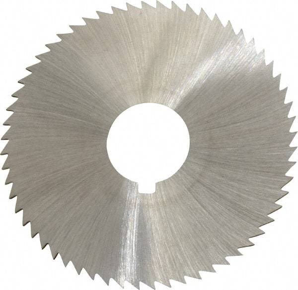 Made in USA - 2-1/4" Diam x 0.036" Blade Thickness x 5/8" Arbor Hole Diam, 60 Tooth Slitting and Slotting Saw - Arbor Connection, Right Hand, Uncoated, High Speed Steel, Concave Ground, Contains Keyway - Best Tool & Supply