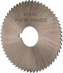 Made in USA - 2-1/4" Diam x 0.04" Blade Thickness x 5/8" Arbor Hole Diam, 60 Tooth Slitting and Slotting Saw - Arbor Connection, Right Hand, Uncoated, High Speed Steel, Concave Ground, Contains Keyway - Best Tool & Supply