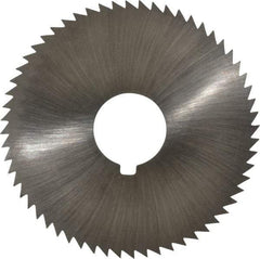 Made in USA - 2-1/4" Diam x 0.045" Blade Thickness x 5/8" Arbor Hole Diam, 60 Tooth Slitting and Slotting Saw - Arbor Connection, Right Hand, Uncoated, High Speed Steel, Concave Ground, Contains Keyway - Best Tool & Supply