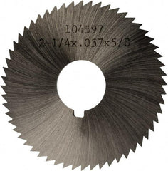 Made in USA - 2-1/4" Diam x 0.057" Blade Thickness x 5/8" Arbor Hole Diam, 60 Tooth Slitting and Slotting Saw - Arbor Connection, Right Hand, Uncoated, High Speed Steel, Concave Ground, Contains Keyway - Best Tool & Supply