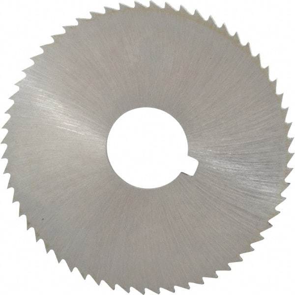 Made in USA - 2-1/4" Diam x 0.091" Blade Thickness x 5/8" Arbor Hole Diam, 60 Tooth Slitting and Slotting Saw - Arbor Connection, Right Hand, Uncoated, High Speed Steel, Concave Ground, Contains Keyway - Best Tool & Supply