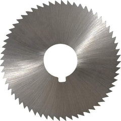 Made in USA - 2-1/4" Diam x 0.102" Blade Thickness x 5/8" Arbor Hole Diam, 60 Tooth Slitting and Slotting Saw - Arbor Connection, Right Hand, Uncoated, High Speed Steel, Concave Ground, Contains Keyway - Best Tool & Supply