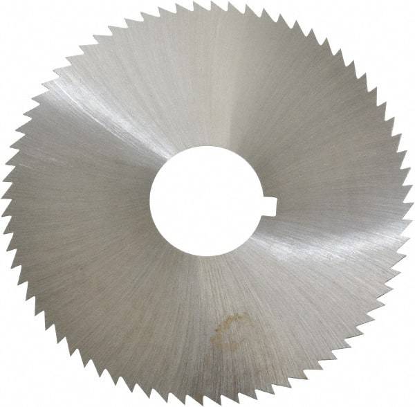 Made in USA - 2-3/4" Diam x 0.023" Blade Thickness x 3/4" Arbor Hole Diam, 72 Tooth Slitting and Slotting Saw - Arbor Connection, Right Hand, Uncoated, High Speed Steel, Concave Ground, Contains Keyway - Best Tool & Supply