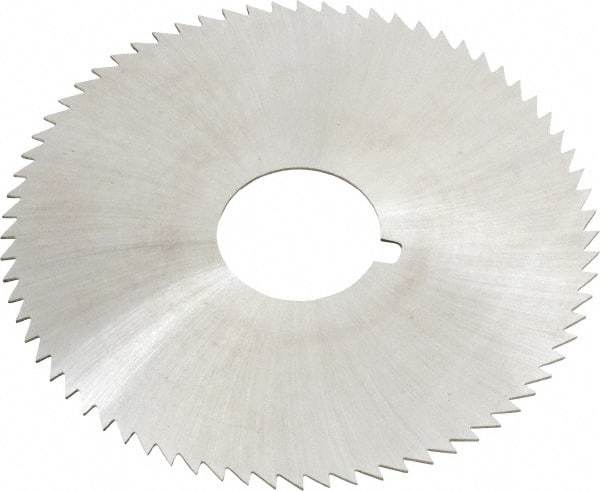 Made in USA - 2-3/4" Diam x 0.025" Blade Thickness x 3/4" Arbor Hole Diam, 72 Tooth Slitting and Slotting Saw - Arbor Connection, Right Hand, Uncoated, High Speed Steel, Concave Ground, Contains Keyway - Best Tool & Supply