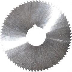 Made in USA - 2-3/4" Diam x 0.114" Blade Thickness x 3/4" Arbor Hole Diam, 72 Tooth Slitting and Slotting Saw - Arbor Connection, Right Hand, Uncoated, High Speed Steel, Concave Ground, Contains Keyway - Best Tool & Supply