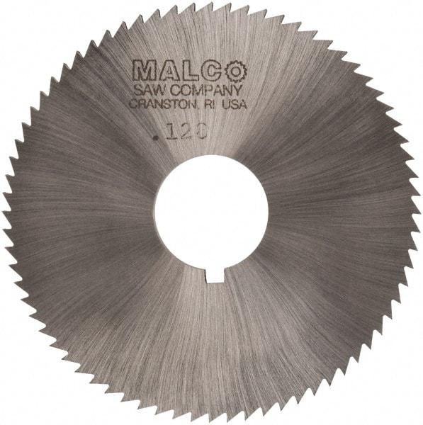 Made in USA - 2-3/4" Diam x 0.128" Blade Thickness x 3/4" Arbor Hole Diam, 72 Tooth Slitting and Slotting Saw - Arbor Connection, Right Hand, Uncoated, High Speed Steel, Concave Ground, Contains Keyway - Best Tool & Supply