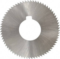 Made in USA - 2-3/4" Diam x 0.023" Blade Thickness x 1" Arbor Hole Diam, 72 Tooth Slitting and Slotting Saw - Arbor Connection, Right Hand, Uncoated, High Speed Steel, Concave Ground, Contains Keyway - Best Tool & Supply