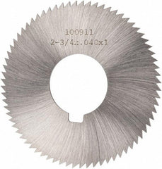 Made in USA - 2-3/4" Diam x 0.04" Blade Thickness x 1" Arbor Hole Diam, 72 Tooth Slitting and Slotting Saw - Arbor Connection, Right Hand, Uncoated, High Speed Steel, Concave Ground, Contains Keyway - Best Tool & Supply