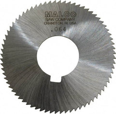 Made in USA - 2-3/4" Diam x 0.064" Blade Thickness x 1" Arbor Hole Diam, 72 Tooth Slitting and Slotting Saw - Arbor Connection, Right Hand, Uncoated, High Speed Steel, Concave Ground, Contains Keyway - Best Tool & Supply