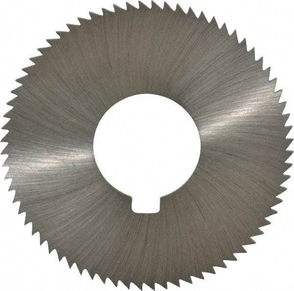 Made in USA - 2-3/4" Diam x 0.091" Blade Thickness x 1" Arbor Hole Diam, 72 Tooth Slitting and Slotting Saw - Arbor Connection, Right Hand, Uncoated, High Speed Steel, Concave Ground, Contains Keyway - Best Tool & Supply