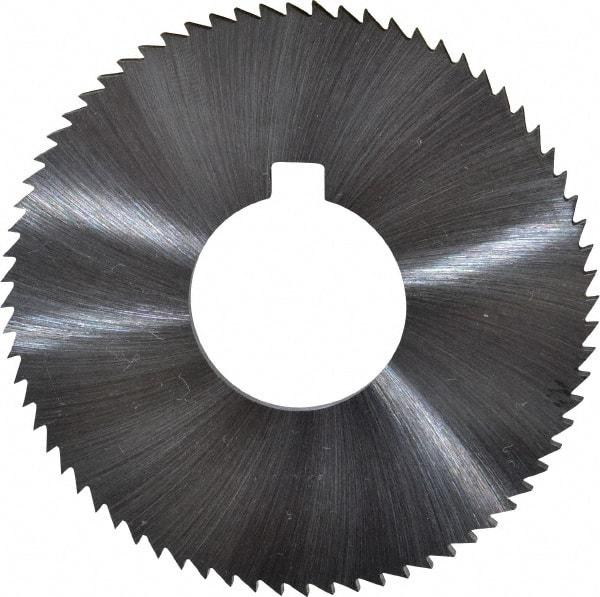 Made in USA - 2-3/4" Diam x 0.102" Blade Thickness x 1" Arbor Hole Diam, 72 Tooth Slitting and Slotting Saw - Arbor Connection, Right Hand, Uncoated, High Speed Steel, Concave Ground, Contains Keyway - Best Tool & Supply