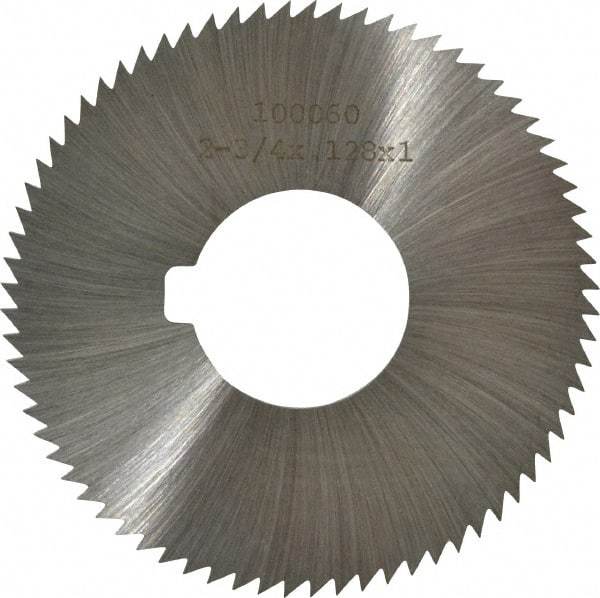 Made in USA - 2-3/4" Diam x 0.128" Blade Thickness x 1" Arbor Hole Diam, 72 Tooth Slitting and Slotting Saw - Arbor Connection, Right Hand, Uncoated, High Speed Steel, Concave Ground, Contains Keyway - Best Tool & Supply