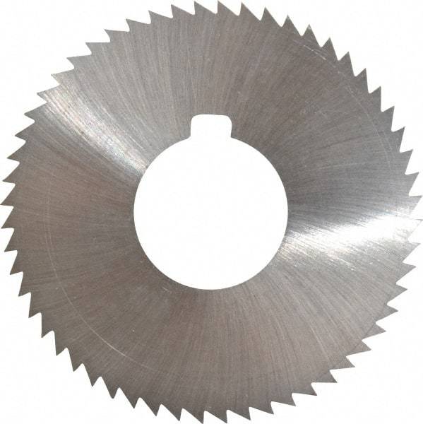 Made in USA - 2-3/4" Diam x 0.028" Blade Thickness x 1" Arbor Hole Diam, 56 Tooth Slitting and Slotting Saw - Arbor Connection, Right Hand, Uncoated, High Speed Steel, Concave Ground, Contains Keyway - Best Tool & Supply