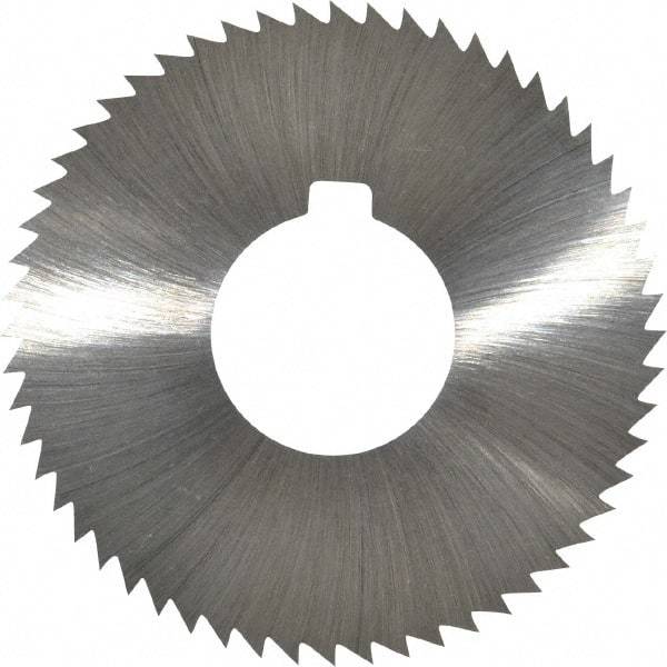 Made in USA - 2-3/4" Diam x 0.032" Blade Thickness x 1" Arbor Hole Diam, 56 Tooth Slitting and Slotting Saw - Arbor Connection, Right Hand, Uncoated, High Speed Steel, Concave Ground, Contains Keyway - Best Tool & Supply