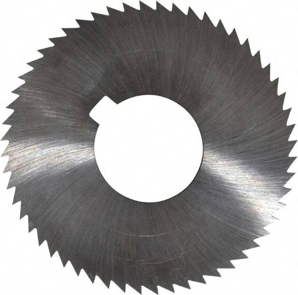 Made in USA - 2-3/4" Diam x 0.036" Blade Thickness x 1" Arbor Hole Diam, 56 Tooth Slitting and Slotting Saw - Arbor Connection, Right Hand, Uncoated, High Speed Steel, Concave Ground, Contains Keyway - Best Tool & Supply