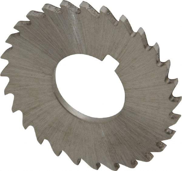 Made in USA - 1-1/4" Diam x 1/16" Blade Thickness x 1/2" Arbor Hole Diam, 28 Tooth Slitting and Slotting Saw - Arbor Connection, Right Hand, Uncoated, High Speed Steel, Concave Ground, Contains Keyway - Best Tool & Supply