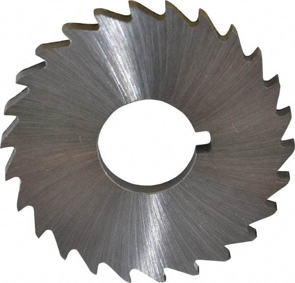 Made in USA - 1-1/2" Diam x 1/8" Blade Thickness x 1/2" Arbor Hole Diam, 26 Tooth Slitting and Slotting Saw - Arbor Connection, Right Hand, Uncoated, High Speed Steel, Concave Ground, Contains Keyway - Best Tool & Supply