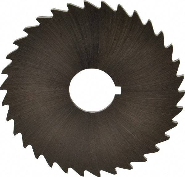 Made in USA - 2" Diam x 1/16" Blade Thickness x 1/2" Arbor Hole Diam, 34 Tooth Slitting and Slotting Saw - Arbor Connection, Right Hand, Uncoated, High Speed Steel, Concave Ground, Contains Keyway - Best Tool & Supply