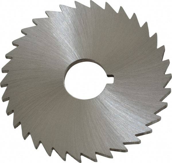 Made in USA - 2" Diam x 3/32" Blade Thickness x 1/2" Arbor Hole Diam, 34 Tooth Slitting and Slotting Saw - Arbor Connection, Right Hand, Uncoated, High Speed Steel, Concave Ground, Contains Keyway - Best Tool & Supply