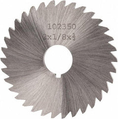 Made in USA - 2" Diam x 1/8" Blade Thickness x 1/2" Arbor Hole Diam, 34 Tooth Slitting and Slotting Saw - Arbor Connection, Right Hand, Uncoated, High Speed Steel, Concave Ground, Contains Keyway - Best Tool & Supply