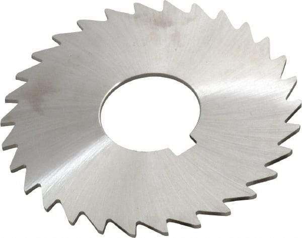 Made in USA - 3" Diam x 1/16" Blade Thickness x 1" Arbor Hole Diam, 30 Tooth Slitting and Slotting Saw - Arbor Connection, Right Hand, Uncoated, High Speed Steel, Concave Ground, Contains Keyway - Best Tool & Supply