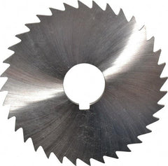 Made in USA - 4" Diam x 1/8" Blade Thickness x 1" Arbor Hole Diam, 36 Tooth Slitting and Slotting Saw - Arbor Connection, Right Hand, Uncoated, High Speed Steel, Concave Ground, Contains Keyway - Best Tool & Supply