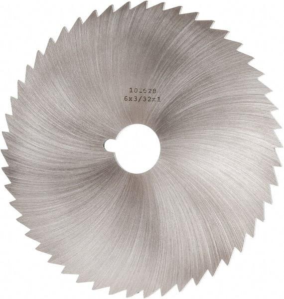 Made in USA - 6" Diam x 3/32" Blade Thickness x 1" Arbor Hole Diam, 50 Tooth Slitting and Slotting Saw - Arbor Connection, Right Hand, Uncoated, High Speed Steel, Concave Ground, Contains Keyway - Best Tool & Supply