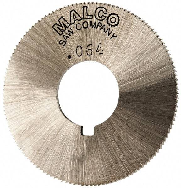 Made in USA - 1-3/4" Diam x 0.064" Blade Thickness x 5/8" Arbor Hole Diam, 132 Tooth Slitting and Slotting Saw - Arbor Connection, Right Hand, Uncoated, High Speed Steel, Concave Ground, Contains Keyway - Best Tool & Supply