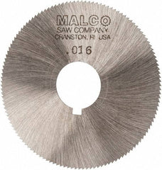 Made in USA - 2-1/4" Diam x 0.016" Blade Thickness x 5/8" Arbor Hole Diam, 132 Tooth Slitting and Slotting Saw - Arbor Connection, Right Hand, Uncoated, High Speed Steel, Concave Ground, Contains Keyway - Best Tool & Supply