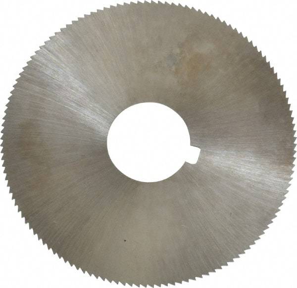 Made in USA - 2-1/4" Diam x 0.025" Blade Thickness x 5/8" Arbor Hole Diam, 132 Tooth Slitting and Slotting Saw - Arbor Connection, Right Hand, Uncoated, High Speed Steel, Concave Ground, Contains Keyway - Best Tool & Supply