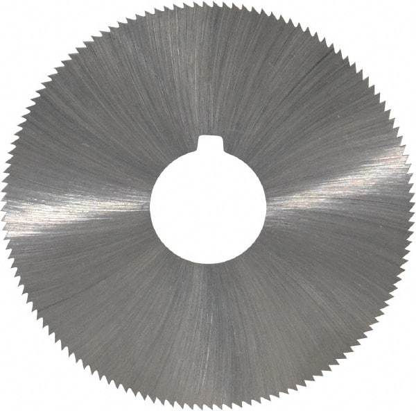 Made in USA - 2-1/4" Diam x 0.028" Blade Thickness x 5/8" Arbor Hole Diam, 132 Tooth Slitting and Slotting Saw - Arbor Connection, Right Hand, Uncoated, High Speed Steel, Concave Ground, Contains Keyway - Best Tool & Supply