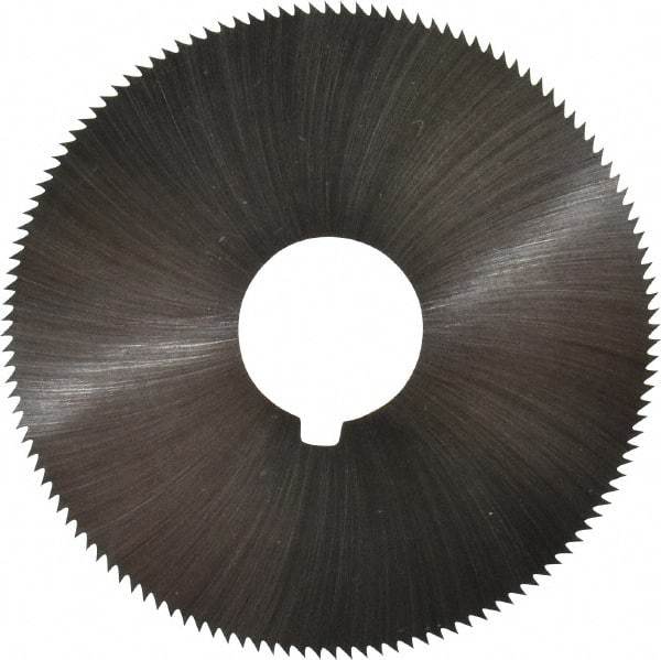 Made in USA - 2-1/4" Diam x 0.036" Blade Thickness x 5/8" Arbor Hole Diam, 132 Tooth Slitting and Slotting Saw - Arbor Connection, Right Hand, Uncoated, High Speed Steel, Concave Ground, Contains Keyway - Best Tool & Supply