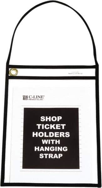 C-LINE - 15 Piece Clear Hanging Strap Stitched Shop Ticket Holder - 12" High x 9" Wide - Best Tool & Supply