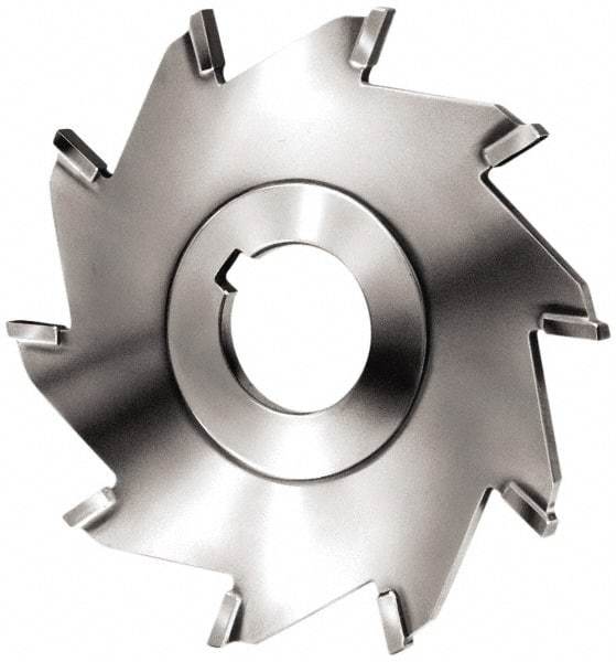 Made in USA - 4" Diam x 3/16" Blade Thickness x 1" Arbor Hole Diam, 8 Tooth Slitting and Slotting Saw - Arbor Connection, Right Hand, Uncoated, Carbide-Tipped, Contains Keyway - Best Tool & Supply