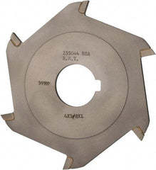 Made in USA - 4" Diam x 1/8" Blade Thickness x 1" Arbor Hole Diam, 6 Tooth Slitting and Slotting Saw - Arbor Connection, Right Hand, Uncoated, Carbide-Tipped, Contains Keyway - Best Tool & Supply