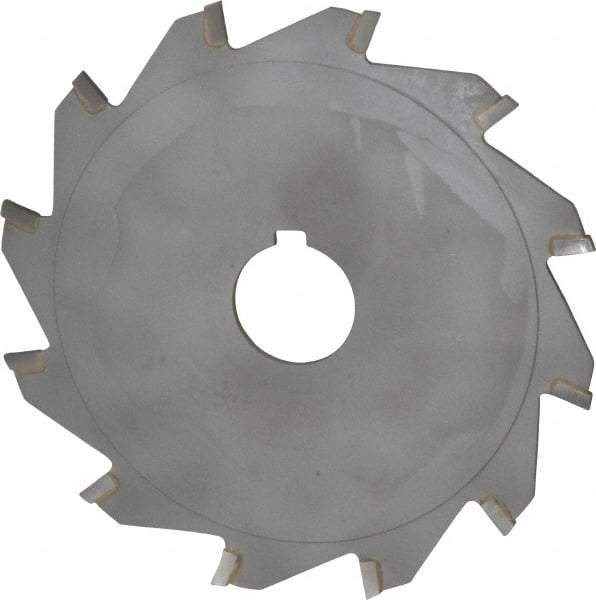 Made in USA - 5" Diam x 3/32" Blade Thickness x 1" Arbor Hole Diam, 12 Tooth Slitting and Slotting Saw - Arbor Connection, Right Hand, Uncoated, Carbide-Tipped, Contains Keyway - Best Tool & Supply