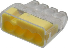 Ideal - 4 Port, 18 to 12 AWG Compatible, Push-In Wire Connector - 0.78" OAL x 0.82" OAW x 0.38" OAH, Yellow - Best Tool & Supply