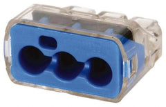 Ideal - 3 Port, 14 to 10 AWG Compatible, Push-In Wire Connector - 0.78" OAL x 0.086" OAW x 0.45" OAH, Blue - Best Tool & Supply