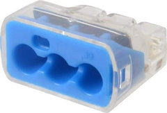 Ideal - 3 Port, 14 to 10 AWG Compatible, Push-In Wire Connector - 0.78" OAL x 0.086" OAW x 0.45" OAH, Blue - Best Tool & Supply